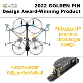 CyclingDeal Bike Swivel Wall Hanger with Rear Wheel Pad Stopper - Adjustable & Foldable Indoor Storage Hook Organizer - Safe & Secure for Storing MTB, Road Bicycles in Garage or Home - 1 Pack