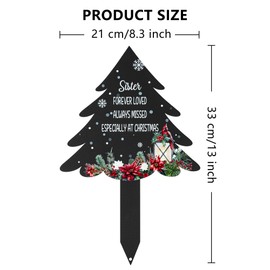 BUoonyer Christmas Stake Graves Cemetery Decorations - Sister Metal Memorial Grave Markers, Girl Graveyard Sympathy Plaque, Xmas Tree Cardinals Remembrance Graveside Burial Decor Sign for Outdoor Yard
