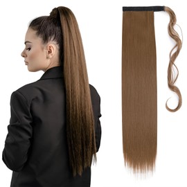 Wrap around Ponytail Extension Long Straight Hair Clip in Pony Tail Hair Extensions Hairpiece 23 inch - Light Brown
