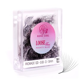 ROSE GIRL Loose Promade Fans - Natural Look Handmade Volume Eyelashes From 3D To 16D - C CC D DD Curl - False Lashes Extensions - Thickness 0.03~0.1 mm - 8~20 mm Length (12D-0.05-C (14mm))