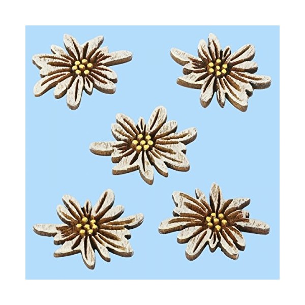 Tafeldeko.de Pack of 10 Edelweiss Wooden Table Decoration
