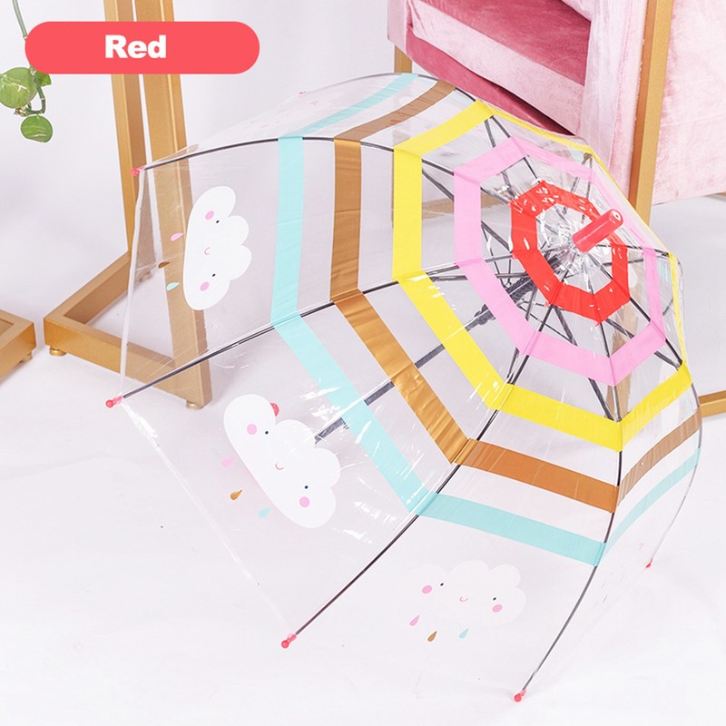 Transparent Umbrella Cartoon Long Handle Umbrella For Children