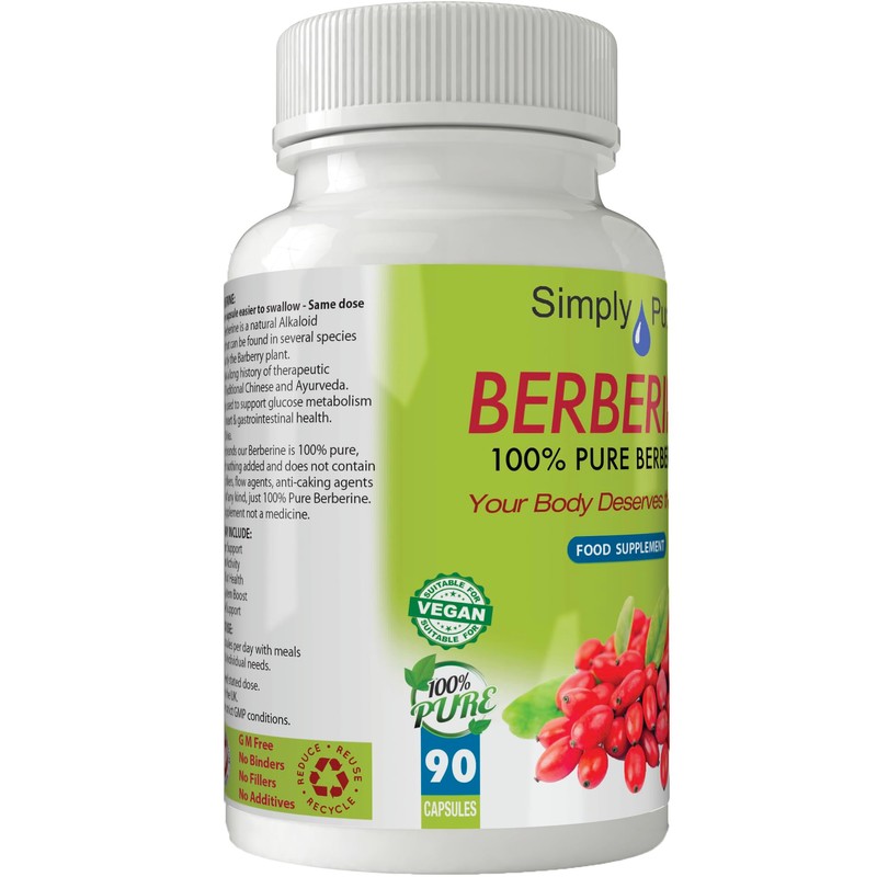 Simply Pure 100% Natural Berberine Capsules x 90, 500mg, Gluten