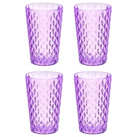 sourcing map 4Pcs Plastic Drinking Cups, Transparent Unbreakable Reusable Water Tumblers Stackable Drinking Glasses for Coffee, Milk, Juice, Purple