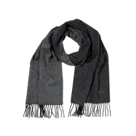 Hickey Freeman Patterned 100% Italian Cashmere Scarf for Men – Ultra-Soft Men’s Winter Scarves, 66-Inches x 12-Inches (Black/Grey Doubleface, One Size)