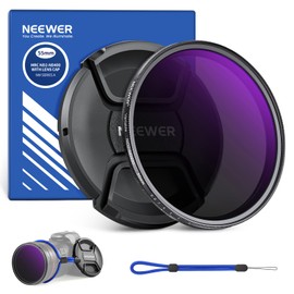 NEEWER 55 mm ND2-400 (1-9 aperture stops), variable ND filter with lens cap, carrying strap, cleaning cloth, precise adjustment of neutral density, fingerprint scratch-resistant, multi-layer optical