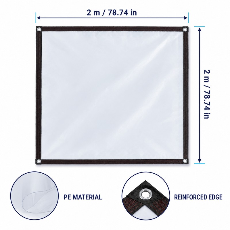 Transparent Waterproof PE Tarp with Reinforced Edges & Grommets