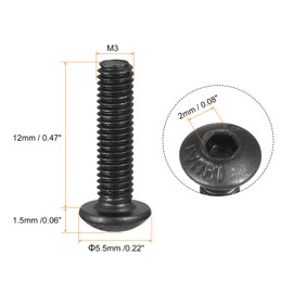 sourcing map M3x12mm Hex Socket Button Head Cap Bolts Screws Alloy Steel 50pcs