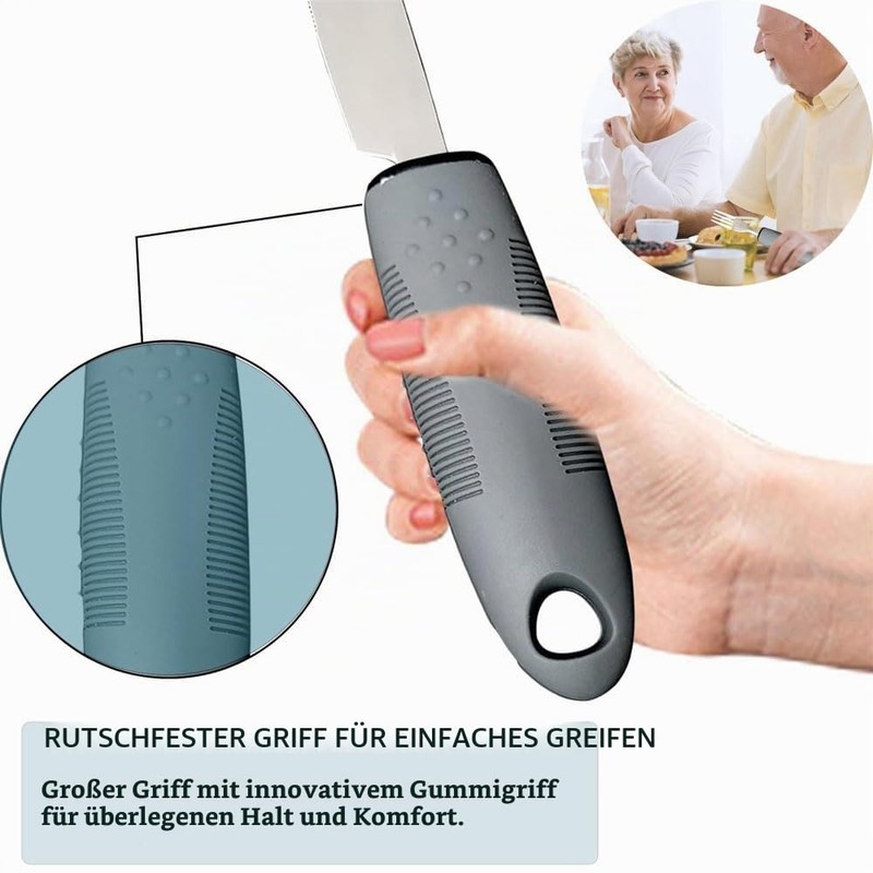 4-Piece Adaptive Utensils, Parkinson Cutlery Right-Handed Easy Grip Cutlery Set,