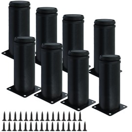 Seimneire 8Pcs 6 Inch / 150mm Adjustable Furniture Legs Stainless Steel Feet, Heavy Duty Table Legs Metal Sofa Legs, Black Desk Legs Dresser Feet for Chair Couch Cabinet (2 Inch Dia Round)