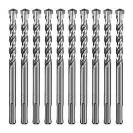 SALI 10PCS SDS Plus Rotary Hammer Drill Bit Concrete Drill Bit Kit Double Thread 4-Cutter Tungsten Carbide Tip Fully Hardened Tool for Concrete, Brick,Cement Walls,Stone 12mm x 160mm Cross Drill Bits