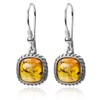 Amber Sterling Silver Dangle Square Earrings
