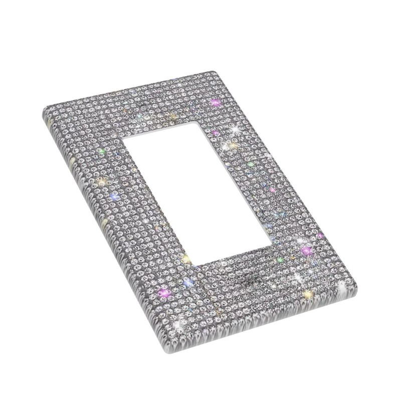 Silver Bling Rhinestones Single Rocker Switch Light Switch Cover Plates