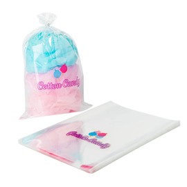 Restaurantware Bag Tek 12 x 18 Inch Bags For Cotton Candy 100 Greaseproof Cotton Candy Bags - Hot & Cold Friendly Freezable Clear PE Plastic Cotton Candy Favor Bags For Favors Or Goodie Bags
