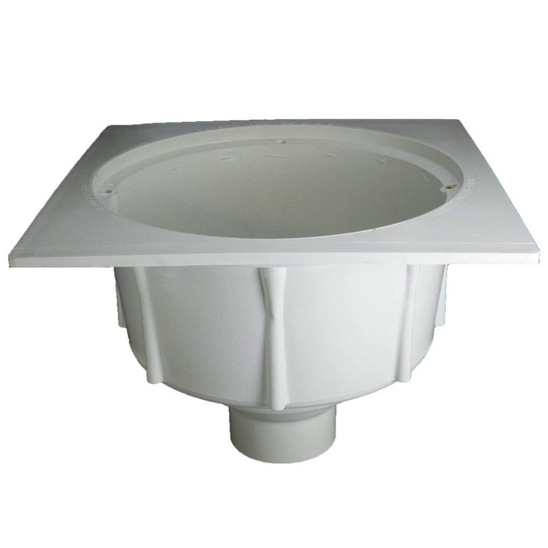 Deep Sump Square Floor Drain - PVC 2" Over Pipe