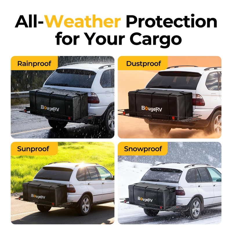 BougeRV Hitch Cargo Carrier Bag with Lock Waterproof Soft Shell