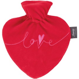 Fashy Heart Warming Bottle 0.7 L with Cover and Embroidery Love, Red