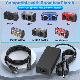 HIENADTOR 22V Charger Power Cord for Bumpboxx Flare 8 Flare8 200 WATTS Max 200W Rechargeable Retro Boombox Portable Bluetooth Wireless Radio Speaker 22VDC 4A AC DC Power Adapter Supply Plug Cable