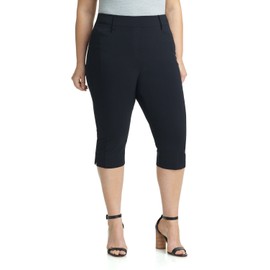 Rekucci Curvy Woman Ease into Comfort Plus Size Capri w/Tummy Control (22W, Black)