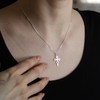 Sterling Silver Diamond Tip Cross Necklace for Women - Modern