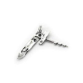 Sterling Silver Charm of Bottle Can Opener and Corkscrew Pendant Traditional Bracelet Dangle Jewelry Making Supply