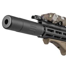 Quality Weapons 0.6 inch (14 mm) Reverse Screw Compatible AAC Mini 4 Suppressor Silencer & 51T Flash Hider Set Replica Aluminum Alloy BK Black