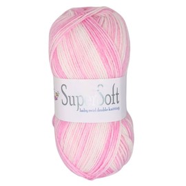 Jarol Supersoft Baby Swirl DK Knitting & Crochet Yarn, Great Value Baby Yarn Available in Multicoloured Pastel Shades, 55% Nylon & 45% Acrylic, 330 Metres, 100g Balls, Pack of 3, Raspberry Swirl
