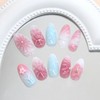 24Pcs Gradient Press On Nails Medium Almond Fake Nails 3D