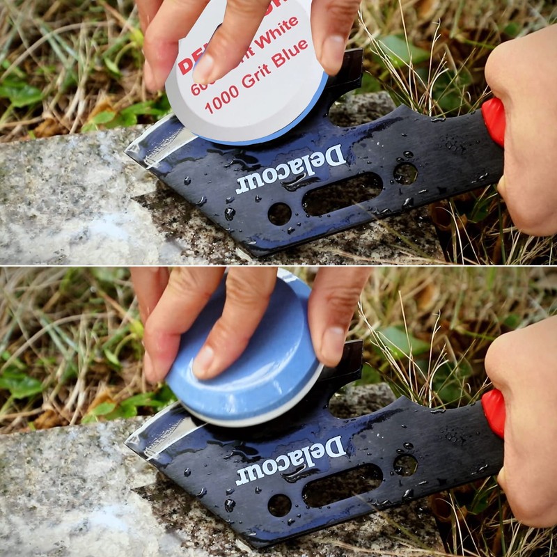 Delacour Axe/Hatchet Sharpening Puck Whetstone Knife Sharpening Stone, Dual Grit