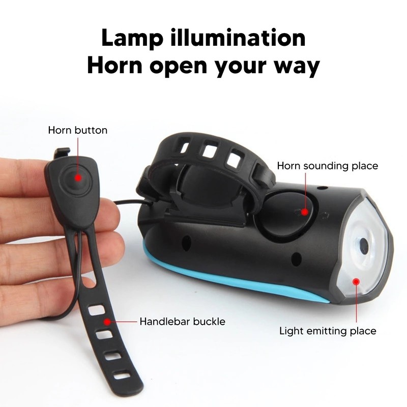 Bike Light with Horn 3 Lighting Modes USB Charging Waterproof