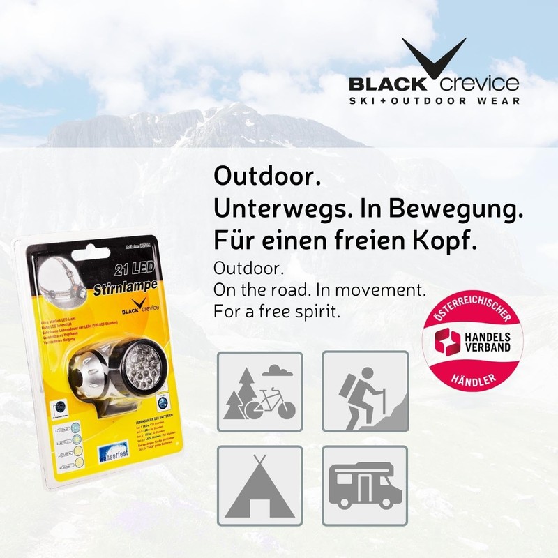 Black Crevice Head Torch 21 LED 10 x 10 x