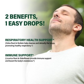 DetoxenNATURE OSHA Root Extract Drops for Respiratory Health Support with Mullein Thyme. Herbal Supplement for Immune Support with Licorice Root Elderflower. 2 oz