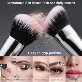 18 brochas de maquillaje Pro Deluxe con estuche de viaje, base de polvo de primera calidad, corrector de mezcla de colorete, sombra de ojos, cara y oj