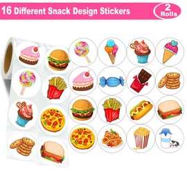 Hohamn 600Pcs Round Snack Stickers Roll 1.5 Inch Food Stickers for Kids Birthday Party Favors Teacher Reward Encouragement Motivational Stickers