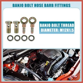 ACROPIX Banjo Bolt M12x1.5 8mm Banjo Bolt Hose Barb Fittings Brake Line Fitting Adapter with Copper Washers for Motorcycle Car (Set of 2) Car Parts