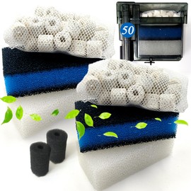 PurifyLogix 2 Sets of Upgraded Three-Stage Filtration Fish Tank Filter for AquaClear 50 Power Filter, 2 Set of Replacement Maintenance Kit for Fish Tank Filter for 20- to 50-Gallon Aquariums