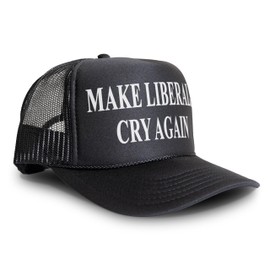 True Patriot Supply Co Make Liberals Cry Again MAGA Trucker Hat Mesh Cap - (Black/Black)