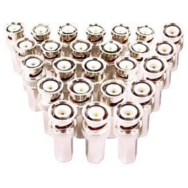 V-Fiabilidad 25PCS RG59 Coaxial Cable Connector, CCTV Twist On BNC Male Plug RF Coax Connector Surveillance Cable Adapter for CCTV IP Camera Security System