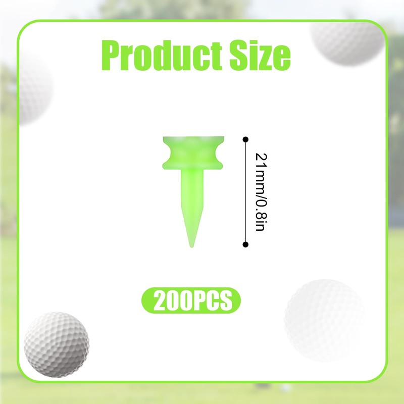 guduling 200 Pcs Green Golf Tees,Plastic Golf Tees,Reusable,Highly Visible Bright
