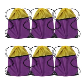 ICObuty Sports Gym Bag Sack Cheerleading Cheerleader Drawstring Backpack 6 Pack Men Women 210D Polyester (Yellow/Purple)