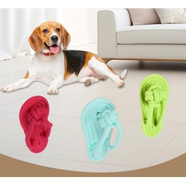 Dog Chew Toy Slipper Shoe Flip Flops Shape Great for Teething Puppies Teeth Cleaning Toy Chew Activity Toy Cotton Rope Material (3 Pack) (Multiple Colors, 16.5CM)