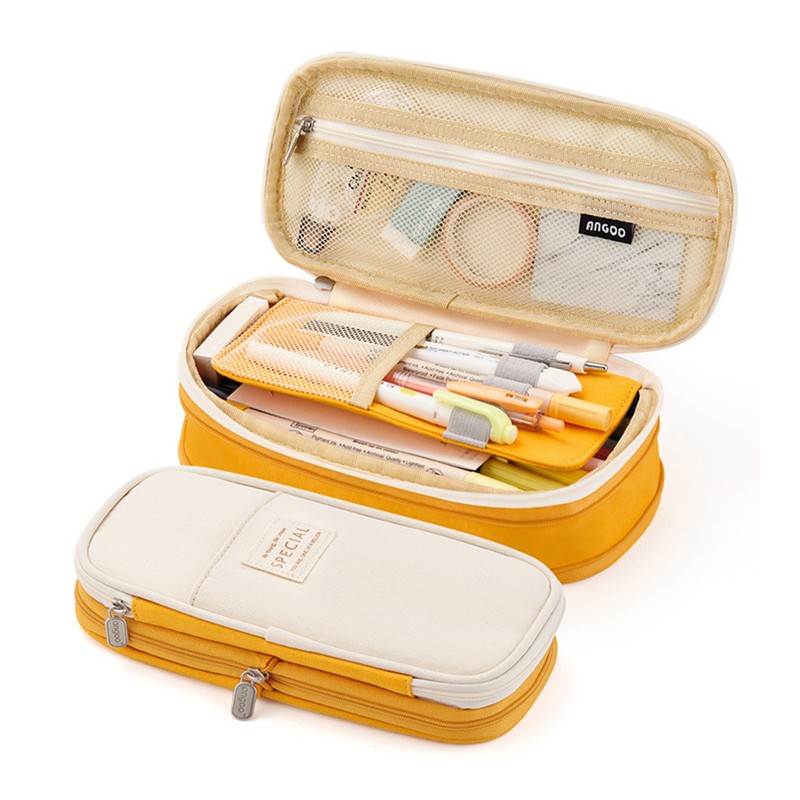 Large Capacity School Pencil Case Stationery Zipper Pocket Office Storage