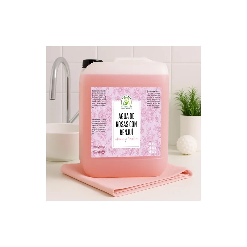 Agua de Rosas y Benjuí 5 Litros Tónico Hidratante Rostro