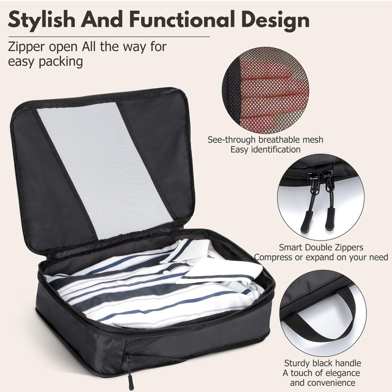 jetsetta Expandable Compression Packing Cubes 4 Set Travel Accessories Suitcase