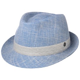 LIERYS Delamon Trilby Women/Men - Made in Italy - Lined Fabric Hat - Summer Hat with Trim Band and Cotton - Fedora Hat with Lining - Spring/Summer, blue