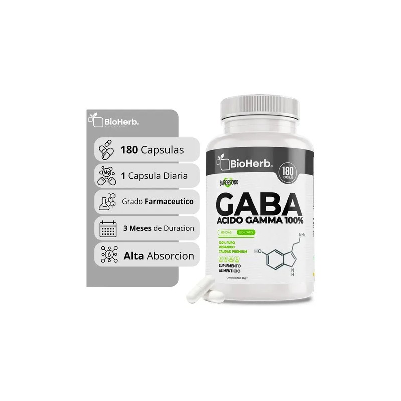 Gaba Capsulas - Acido Gamma Aminobutírico 100 Para 180 Días