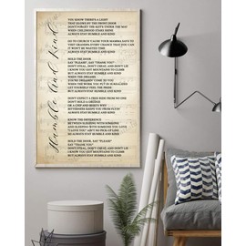 Mattata Decor Gift - Humble And Kind Song Lyrics Sheet Music Portrait Poster Print (12" x 18")