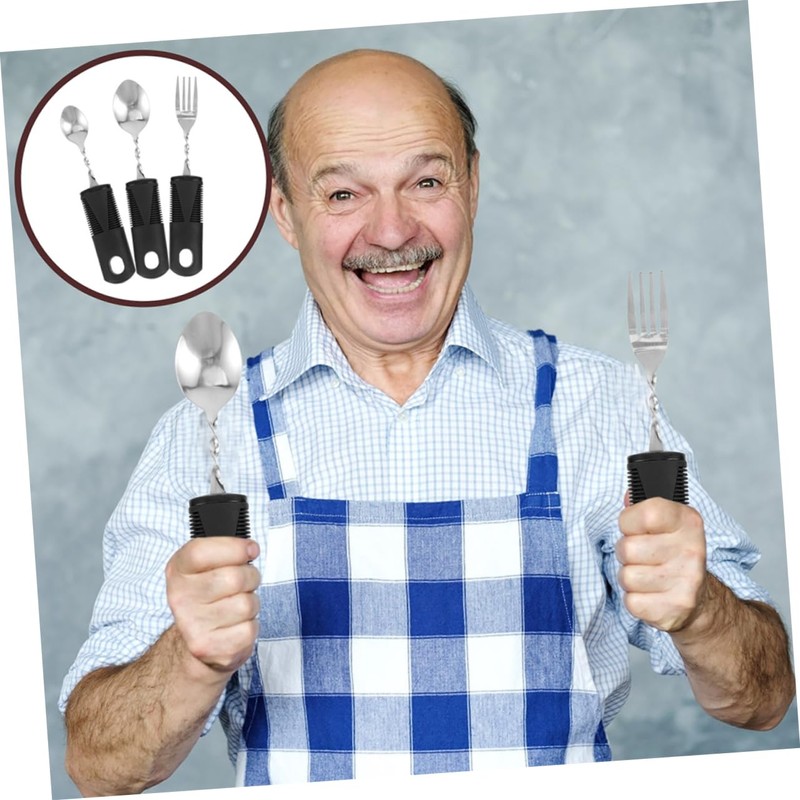 LABRIMP 6pcs Adaptive Utensils for Elderly Portable Non Slip Cutlery