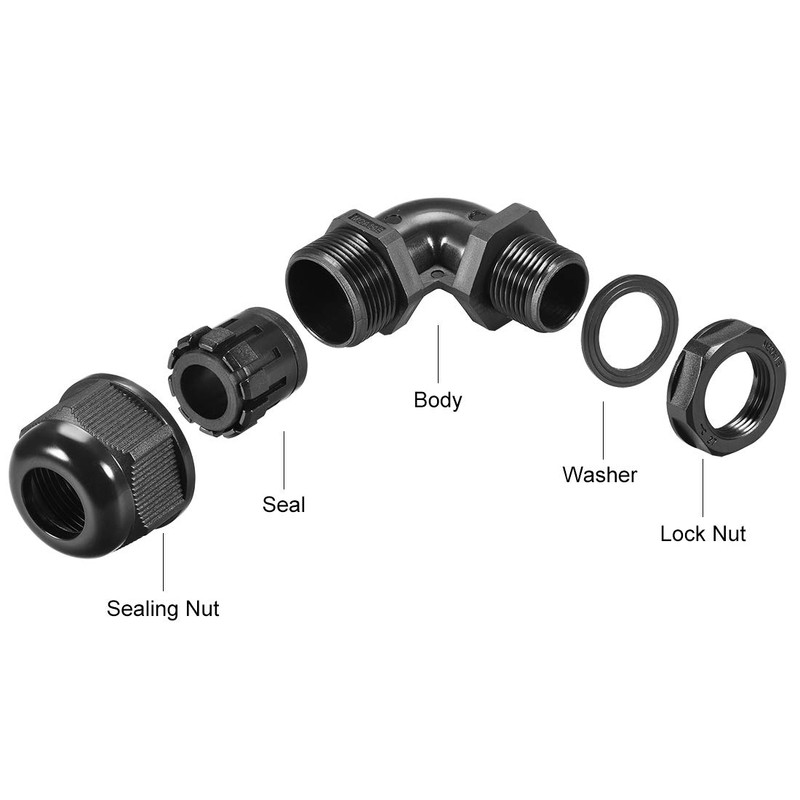 sourcing map M20 Cable Gland, 90 Degree Waterproof IP68 Nylon
