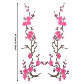 4PCS Pink Plum Flower Embroidery Patches,Iron on Applique Embroidery Decorative Applique Patches,Flower Embroidery Fabric for Hats Jeans Clothes Bags Shoes DIY Crafts Sewing Repair Decoration